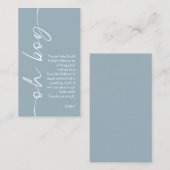 Oh Boy Dusty Blue Books for Baby Shower エンクロージャーカード (正面/裏面)