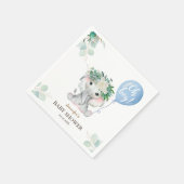 Oh Boy Elephant赤ちゃんシャワーかわいいブルーバルーン スタンダードカクテルナプキン (角)
