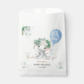 Oh Boy Elephant赤ちゃんシャワーかわいいブルーバルーン フェイバーバッグ (正面)