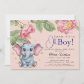 Oh Boy Elephant Baby Shower Invitation 招待状 (正面)
