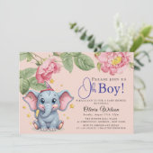 Oh Boy Elephant Baby Shower Invitation 招待状 (スタンド正面)