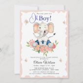 Oh Boy Elephant Baby Shower Invitation 招待状 (正面)