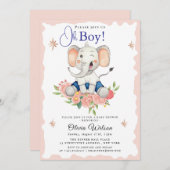 Oh Boy Elephant Baby Shower Invitation 招待状 (正面/裏面)