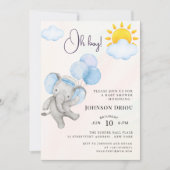 Oh Boy Elephant Baby Shower Invitation 招待状 (正面)