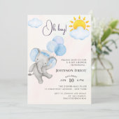 Oh Boy Elephant Baby Shower Invitation 招待状 (スタンド正面)
