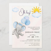 Oh Boy Elephant Baby Shower Invitation 招待状 (正面/裏面)