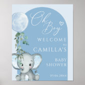Oh Boy Elephant Boy Balloon Baby Shower Welcome ポスター (正面)