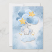 Oh Boy Elephant Eucalyptus Balloon Baby Shower   招待状 (裏面)