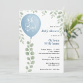 Oh Boy Eucalyptus Greenery PHOTO Baby Shower 招待状 (スタンド正面)