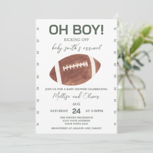 Oh Boy Football Baby Shower 招待状 (スタンド正面)