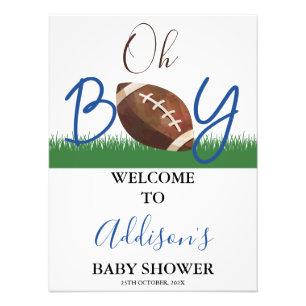 Oh Boy Football Baby Shower Welcome Poster フォトプリント