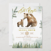 Oh Boy Forest Bear baby shower invitation 招待状 (正面)