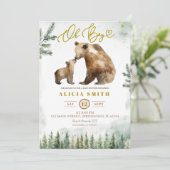 Oh Boy Forest Bear baby shower invitation 招待状 (スタンド正面)