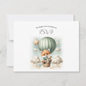 Oh Boy Fox Hot Air Balloon Adventure Baby Shower 出欠カード (正面)