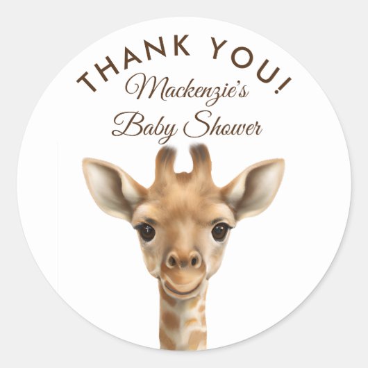 Oh Boy Giraffe Safari Baby Shower Thank You ラウンドシール (正面)