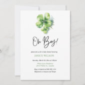 Oh Boy Green Shamrock St. Patricks Day Baby Shower 招待状 (正面)