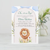 “Oh Boy!” Greenery Lion Baby Shower 招待状 (スタンド正面)