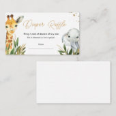 Oh Boy Greenery Safariベビーシャワーおむつラッフル エンクロージャーカード (正面/裏面)