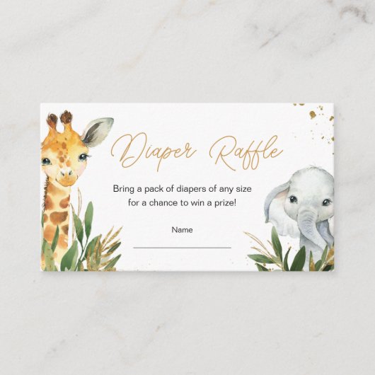 Oh Boy Greenery Safariベビーシャワーおむつラッフル エンクロージャーカード (正面)