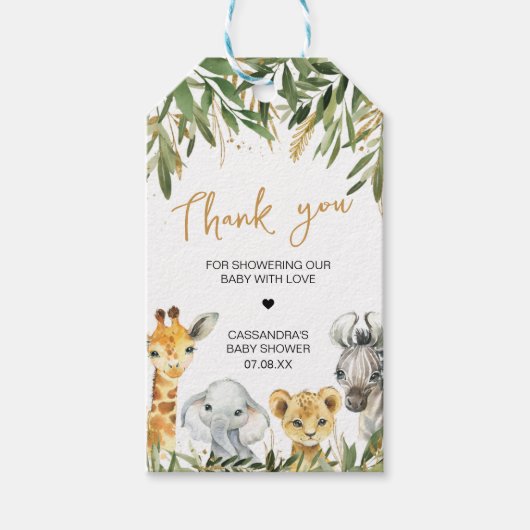 Oh Boy Greenery Safariベビーシャワーメッセージカード ギフトタグ (正面)