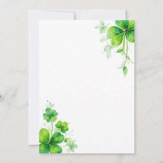 Oh Boy Greenery St. Patrick's Day Baby Shower 招待状 (裏面)