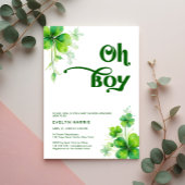 Oh Boy Greenery St. Patrick's Day Baby Shower 招待状