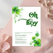 Oh Boy Greenery St. Patrick's Day Baby Shower 招待状
