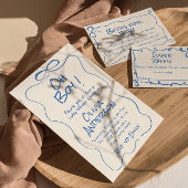 Oh Boy Hand Drawn 書 Blue Boy Bow赤んだシャワー 招待状