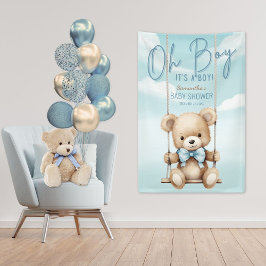 Oh Boy It's A Boy Bear Baby Shower背景 横断幕