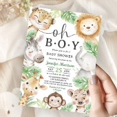 Oh Boy Jungle Baby Shower Safari Animal Invitation 招待状