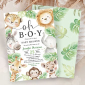 Oh Boy Jungle Baby Shower Safari Animal Invitation 招待状
