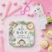 Oh Boy Jungle Baby Shower Safari Animals  ペーパープレート (パーティー)
