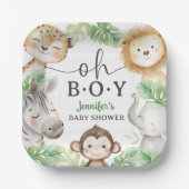 Oh Boy Jungle Baby Shower Safari Animals  ペーパープレート (正面)