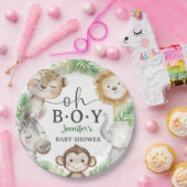 Oh Boy Jungle Baby Shower Safari Animals  ペーパープレート (パーティー)