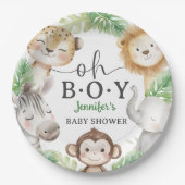 Oh Boy Jungle Baby Shower Safari Animals  ペーパープレート (正面)