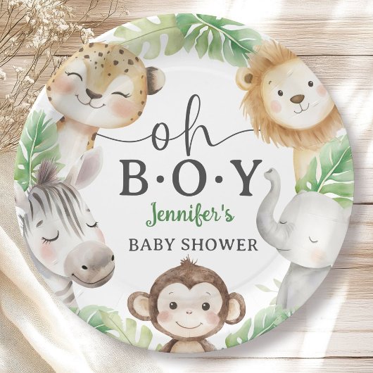 Oh Boy Jungle Baby Shower Safari Animals  ペーパープレート