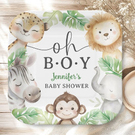 Oh Boy Jungle Baby Shower Safari Animals  ペーパープレート