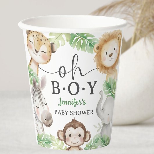 Oh Boy Jungle Baby Shower Safari Animals  紙コップ