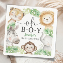 Oh Boy Jungle Baby Shower Safari Animals Paper