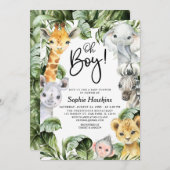Oh Boy Jungle Safariベビーシャワー  招待状 (正面/裏面)