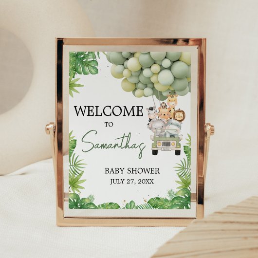Oh Boy Jungle Safari Baby Shower Welcome Sign ポスター
