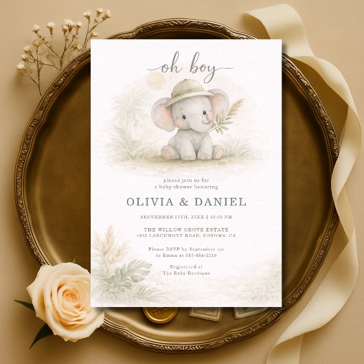 Oh Boy Jungle Safari Couples Baby Shower 招待状