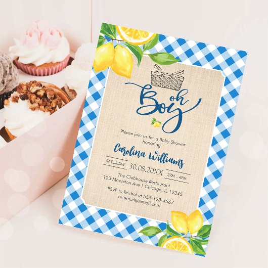 Oh Boy Lemon Baby Shower Invitation 招待状