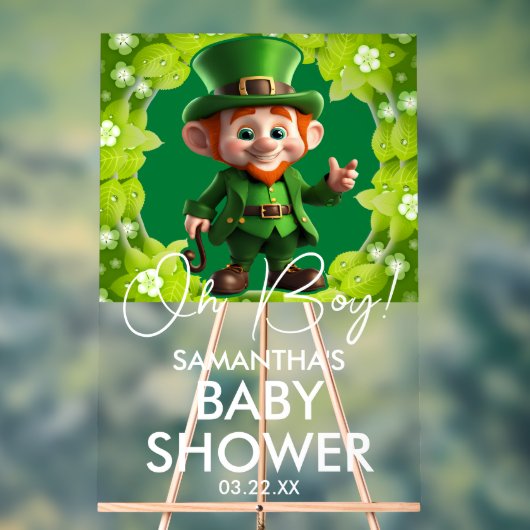 Oh Boy Leprechaun Baby Showerへようこそ アクリルサイン (ニュートラル)