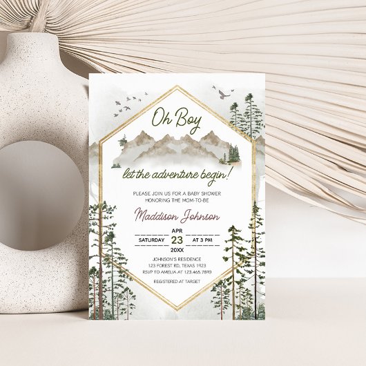 Oh Boy Let the Adventure Begin Baby Shower 招待状