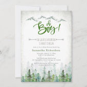 Oh Boy Let's Adventure Begin Forest Baby Shower  招待状 (正面)