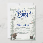 Oh Boy Let's Adventure Begin Forest Baby Shower 招待状 (正面)