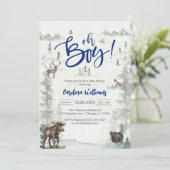 Oh Boy Let's Adventure Begin Forest Baby Shower 招待状 (スタンド正面)