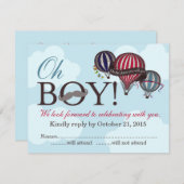 Oh Boy lilマンホットエアバルーンRSVPカード 出欠カード (正面/裏面)