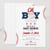 Oh Boy Little Slugger Baseball Baby Shower 招待状 (正面/裏面)